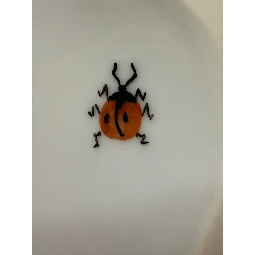 Vintage Irene Evelyn Becker Hand Painted Porcelain Centerpiece Bowl Ladybug